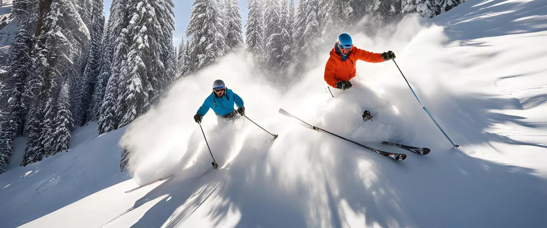 Zwei Personen beim Skifahren